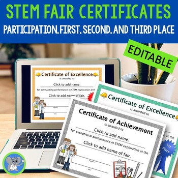 Preview of STEM Engineering Fair Award Certificates | Editable