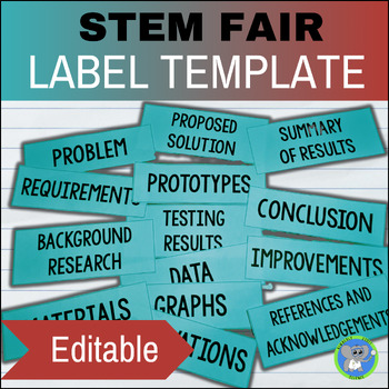 Preview of STEM Engineering Fair Project Board Title and Label Template | Editable