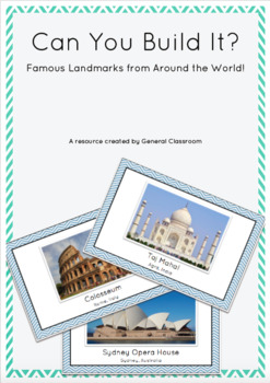 Preview of STEM Famous Landmark Construction Cards