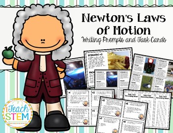 Preview of STEM: Forces & Motion Newton’s Laws Writing Prompts and Task Cards