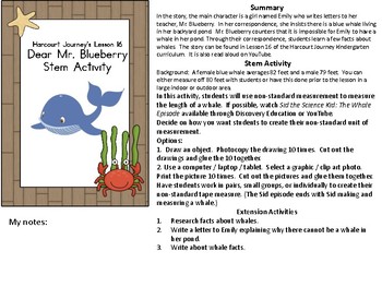 Preview of STEM Harcourt Journey Lesson 16 Dear Mr. Blueberry