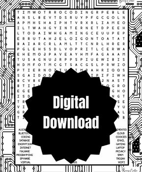 Preview of STEM || INTERNET THEMED WORD SEARCH PUZZLE || Activity/Worksheet (Black)