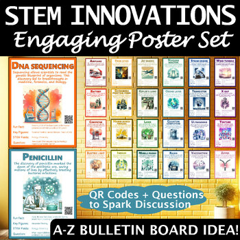 Preview of STEM Innovations Posters | Famous Science Discoveries | Engaging Bulletin Board