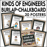 Kinds of Engineers Posters in Burlap and Chalkboard
