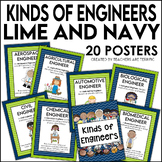 Kinds of Engineers Posters in Lime and Navy