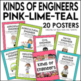 Kinds of Engineers Posters in Pink, Lime, and Teal