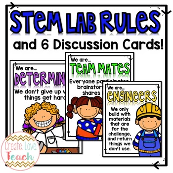 Preview of STEM Lab Rules Posters and Discussion Cards