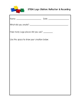 Preview of STEM Lego Station: Reflection & Recording Sheet