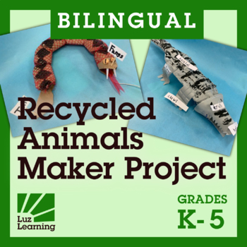 Preview of STEM Maker Project: Recycled Animal Challenge | STEAM | Spanish | Bilingual!