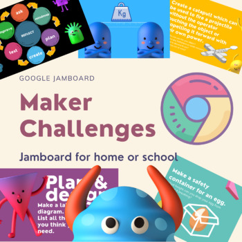 Preview of STEM Maker challenges jamboard for home, distance, remote or school learning
