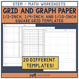 STEM Math Worksheets- Grid and Graph Paper 1/2, 1/4,& 1/10