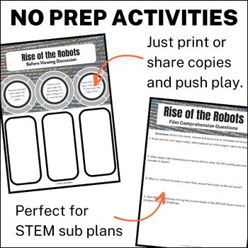 PBS NOVA Rise of the Robots Movie Guide for Robotics - STEM Sub Plan  Activities