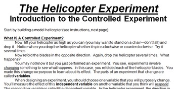 Preview of STEM/NGSS Controlled Experiment Mini-Lab--The Helicopter Experiment