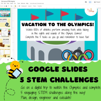 Preview of STEM 2024 Olympics Games 5 Tasks Digital Lesson - Google Slides™