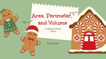 Preview of STEM PBL: Area, Perimeter, Volume Gingerbread House Christmas Lesson