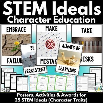 Preview of STEM Posters and Character Education STEM Activities - #SizzlingSTEM50