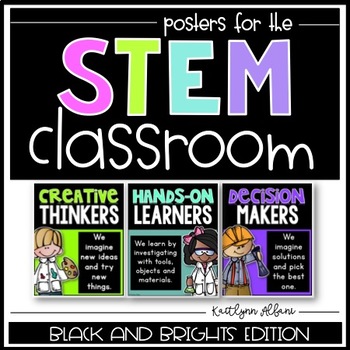 Preview of STEM Posters for Elementary Classrooms [Black and Bright]