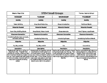 Preview of STEM Preschool Lesson Plans