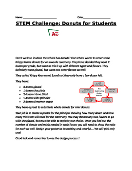 Preview of STEM Ratios and Percents Donut Challenge