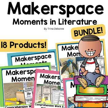 Preview of STEAM Read Alouds With STEM Challenge Cards Makerspace Task Cards Bundle