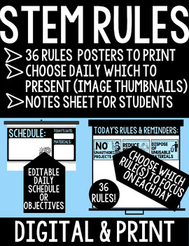 Preview of STEM Rules and Responsibilities Signs (DIGITAL and PRINT) and Daily Schedule