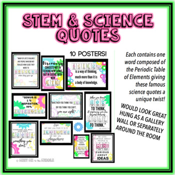 Preview of STEM & SCIENCE QUOTE POSTERS with a Periodic Table of Elements Theme