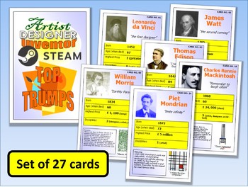 Preview of STEM STEAM Artists Designers & Inventors Top Trumps Card Game set of 27 PUB