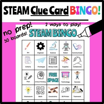 Preview of STEM/STEAM Clue Card Bingo Game!