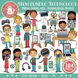STEM Clip Art Bundle: Middle School / Teen Kids & Technology