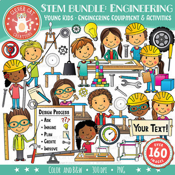 Preview of STEM Clip Art Bundle: Young Kids & Engineering