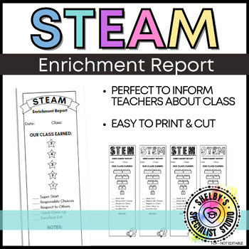 Preview of STEM/STEAM Classroom Management Specialist Enrichment Report Sheet