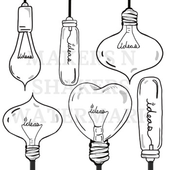 STEM, STEAM Idea Lightbulbs Retro Creative Clip Art, Decoration, Makerspace