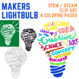STEM, STEAM Makers Lightbulb Creative Clip Art, Decoration