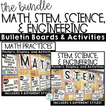 Preview of STEM STEAM Posters Math Practices Bulletin Board Class Decor