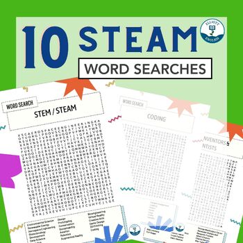 Preview of STEM / STEAM Word Search Bundle - End of the Year / After Testing Activity