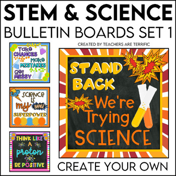 Preview of STEM & Science Bulletin Boards 4 Templates and Ideas to Create Your Own - Set 1