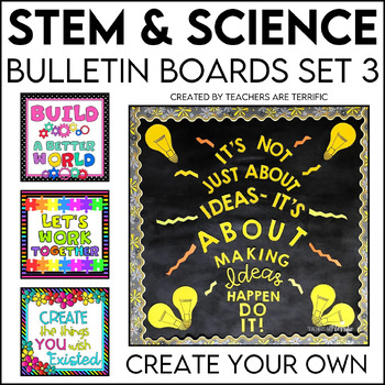 Preview of STEM & Science Bulletin Boards 4 Templates and Ideas to Create Your Own - Set 3