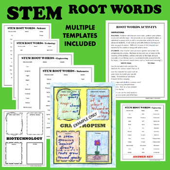Preview of STEM (Science, Technology, Engineering, Math) - ROOT WORDS Vocabulary Activity