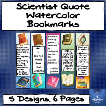 Preview of STEM Scientist Quote Watercolor Bookmarks