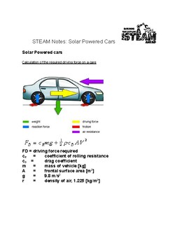 Preview of STEM Solar Car Handout and Class Notes
