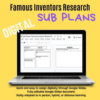 Preview of STEM Sub Plans: Famous Inventors Research