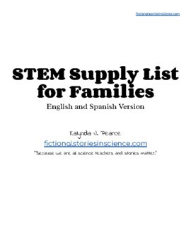 Preview of STEM Supply List for Families in English and Spanish