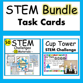 Preview of STEM Task Cards, 50 STEM Activities with 15 Materials