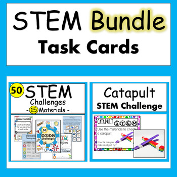 Preview of STEM Task Cards, 50 STEM Activities with 15 Materials