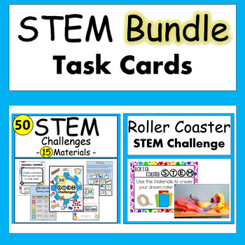 Preview of STEM Task Cards, 50 STEM Activities with 15 Materials