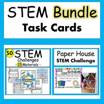 Preview of STEM Task Cards, 50 STEM Activities with 15 Materials