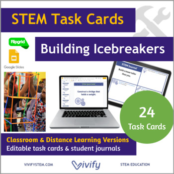 Preview of STEM Task Cards: Building Icebreakers (Printed & Digital)
