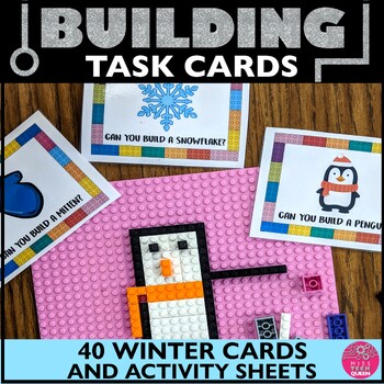 Preview of STEM Task Cards Winter Building Cards Makerspace Bins December January February