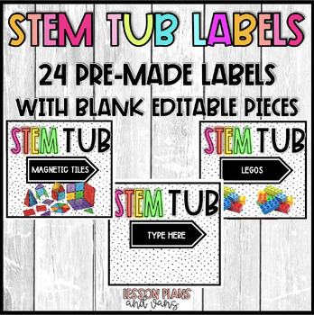 Preview of STEM Tub Labels - Pre-Made and Editable