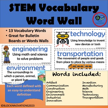 Preview of STEM Vocabulary Word Wall With Pictures